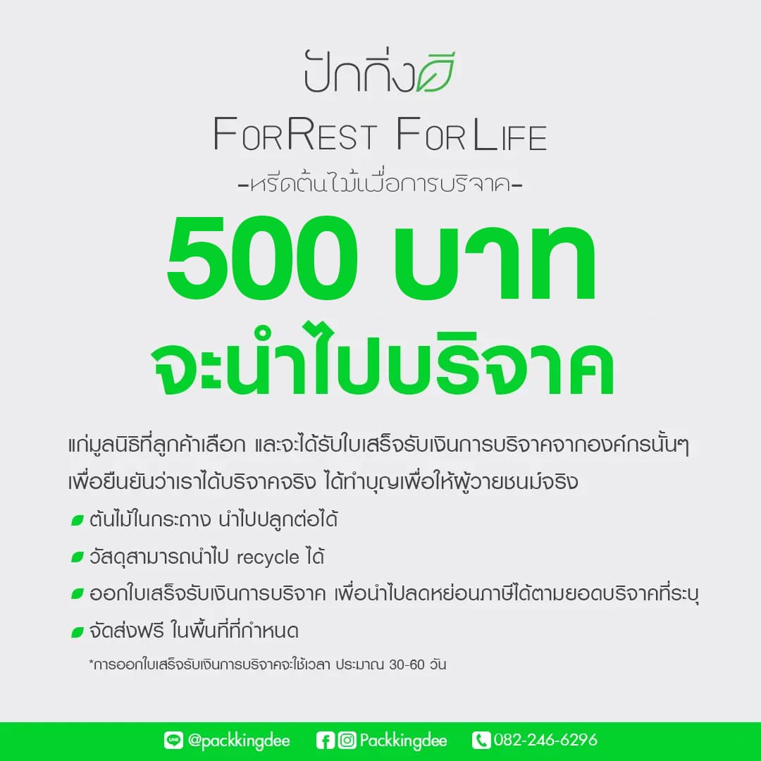พวงหรีดต้นไม้เพื่อการบริจาค ForRest ForLife : รุ่นถนนธงชัย กระดานสีดำ