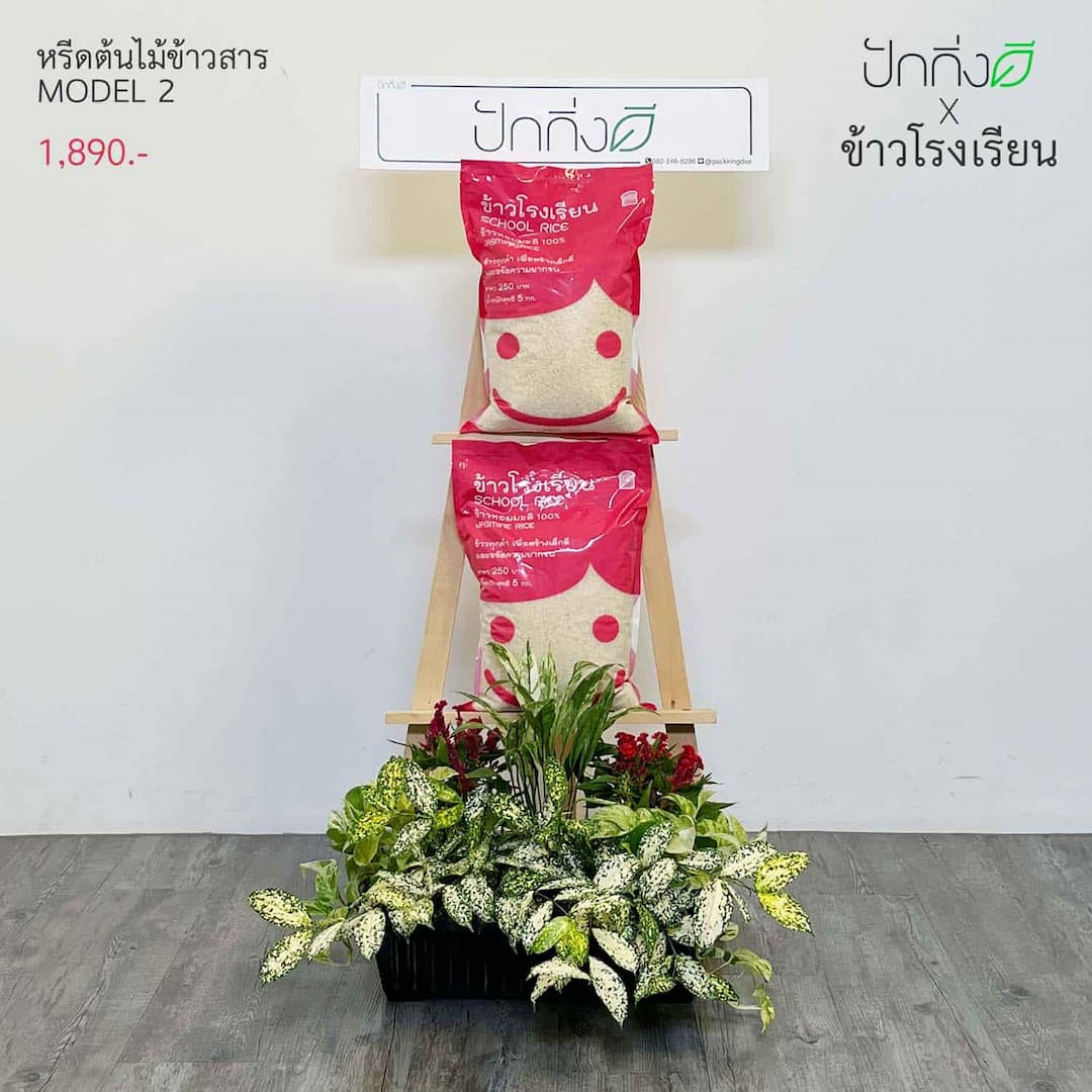 พวงหรีดต้นไม้ข้าวสาร 2 ถุง