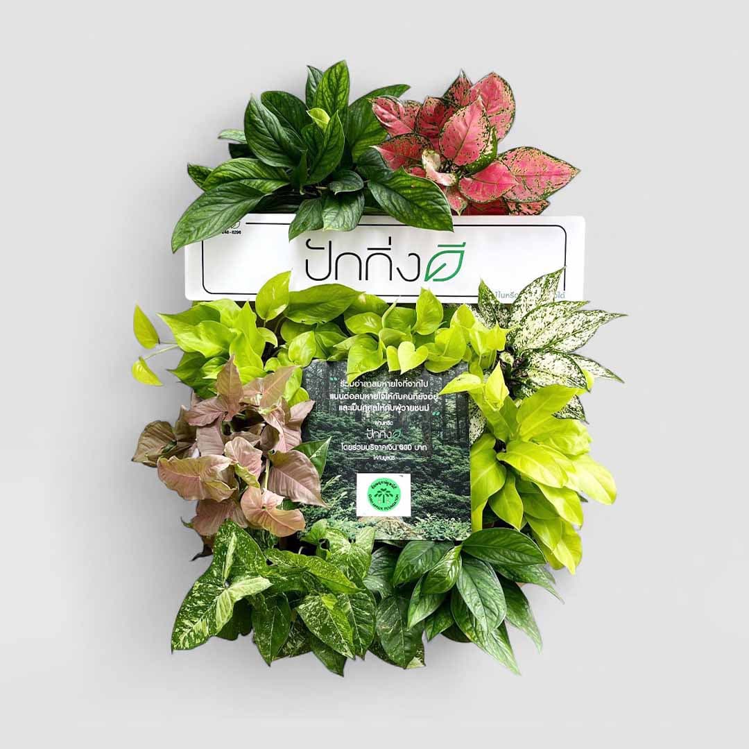 พวงหรีดต้นไม้เพื่อการบริจาค ForRest ForLife : Recycle.in.Peace Paper Box บริจาค 600 บาท แบบสีสัน