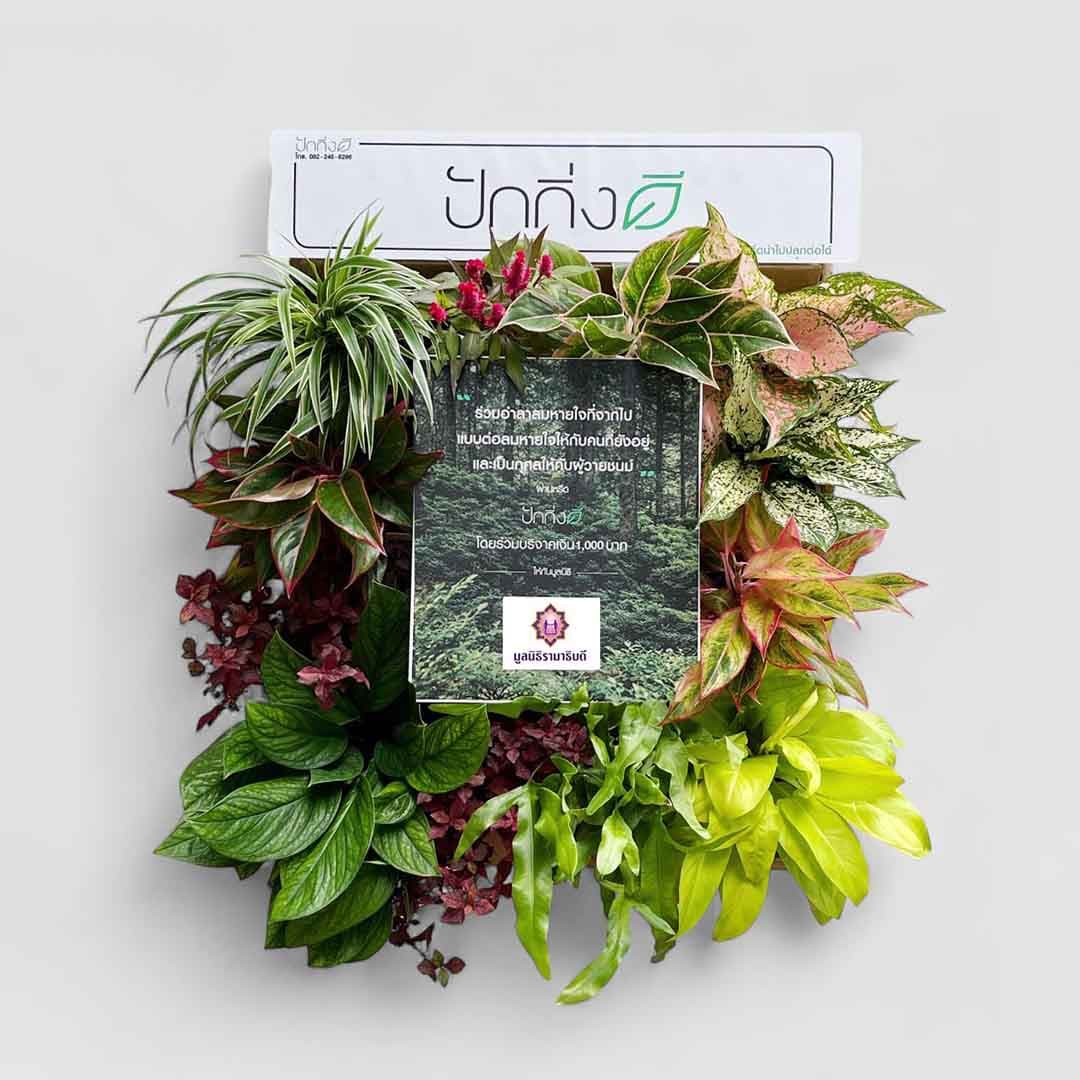 พวงหรีดต้นไม้เพื่อการบริจาค ForRest ForLife : Recycle.in.Peace Paper Box บริจาค 1,000 บาท แบบสีสัน